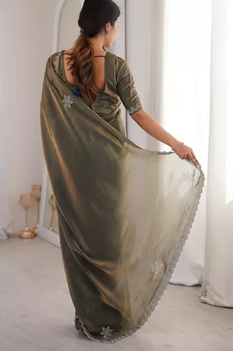 Ombre gradient saree with intricate embroidery lace border | premium ethnic saree for wedding, party & festive wear