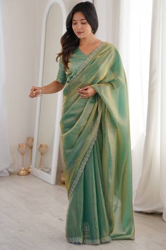 Ombre gradient saree with intricate embroidery lace border | premium ethnic saree for wedding, party & festive wear