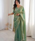 Ombre gradient saree with intricate embroidery lace border | premium ethnic saree for wedding, party & festive wear