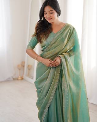 Ombre gradient saree with intricate embroidery lace border | premium ethnic saree for wedding, party & festive wear 2