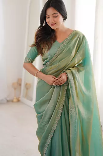 Ombre gradient saree with intricate embroidery lace border | premium ethnic saree for wedding, party & festive wear