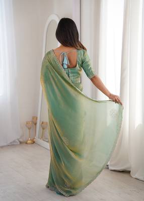 Ombre gradient saree with intricate embroidery lace border | premium ethnic saree for wedding, party & festive wear 3