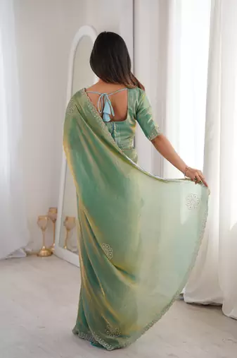 Ombre gradient saree with intricate embroidery lace border | premium ethnic saree for wedding, party & festive wear