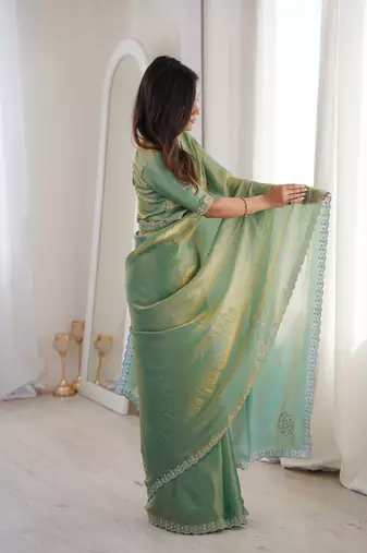 Ombre gradient saree with intricate embroidery lace border | premium ethnic saree for wedding, party & festive wear