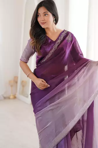Ombre gradient saree with intricate embroidery lace border | premium ethnic saree for wedding, party & festive wear