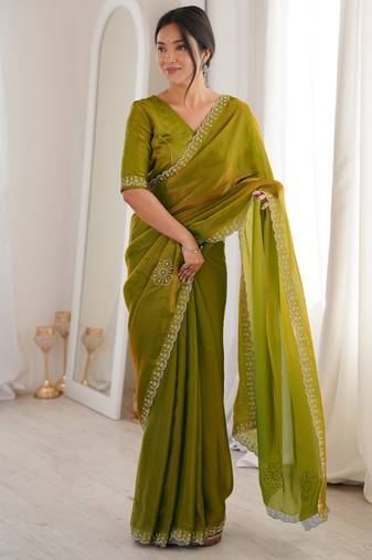 Ombre gradient saree with intricate embroidery lace border | premium ethnic saree for wedding, party & festive wear