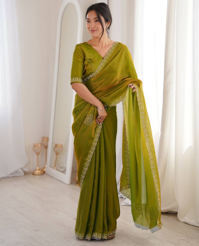 Ombre gradient saree with intricate embroidery lace border | premium ethnic saree for wedding, party & festive wear