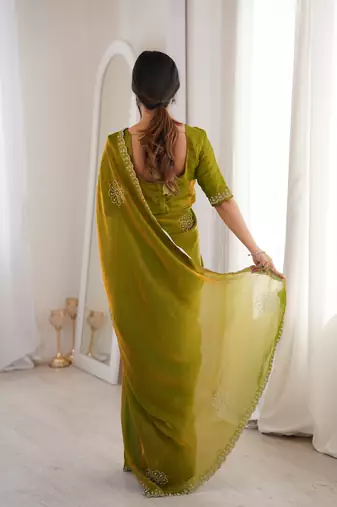 Ombre gradient saree with intricate embroidery lace border | premium ethnic saree for wedding, party & festive wear