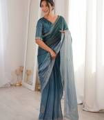 Ombre gradient saree with intricate embroidery lace border | premium ethnic saree for wedding, party & festive wear