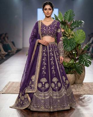 Purple Embroidered lehenga Set 1