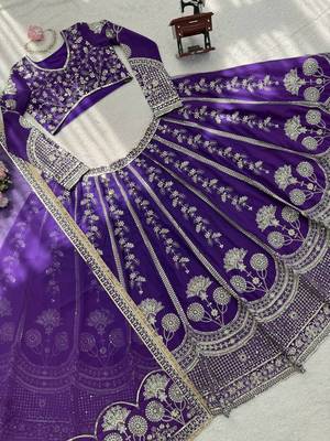 Purple Embroidered lehenga Set 4