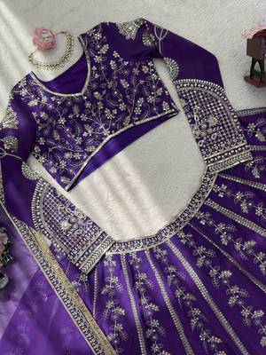 Purple Embroidered lehenga Set 5