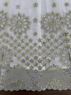 White Foux Gorgette Embroidered Lehenga Set 5