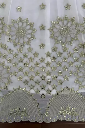 White Foux Gorgette Embroidered Lehenga Set