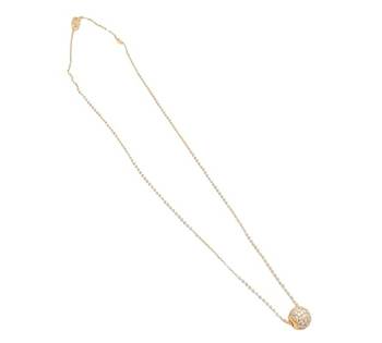 Elegant white stone studded ball pendent with chain 2