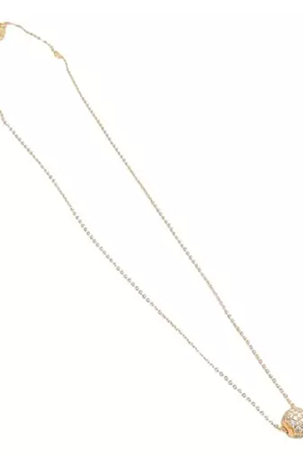 Elegant white stone studded ball pendent with chain