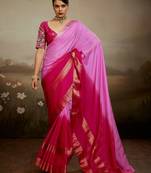 Soft chiffon saree with summer gradient shades & zari woven chit pallu