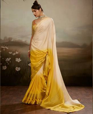 Soft chiffon saree with summer gradient shades & zari woven chit pallu 1