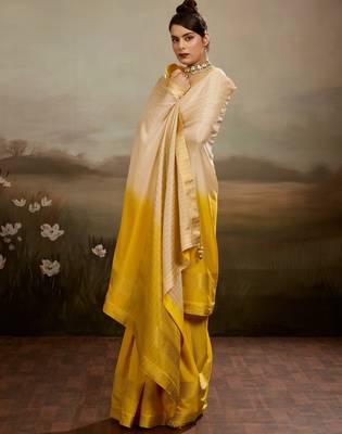 Soft chiffon saree with summer gradient shades & zari woven chit pallu 3