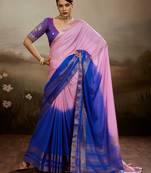 Soft chiffon saree with summer gradient shades & zari woven chit pallu