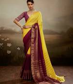 Soft chiffon saree with summer gradient shades & zari woven chit pallu