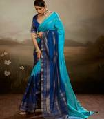 Soft chiffon saree with summer gradient shades & zari woven chit pallu