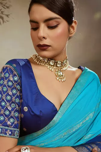 Soft chiffon saree with summer gradient shades & zari woven chit pallu
