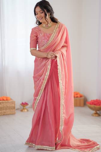 Heavy fendy silk ready-to-wear saree with elegant lace & designer blouse