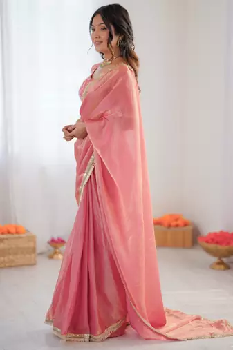  fendy silk blend ready-to-wear saree with elegant lace & blouse