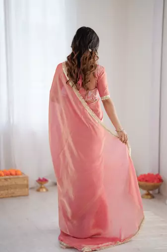  fendy silk blend ready-to-wear saree with elegant lace & blouse