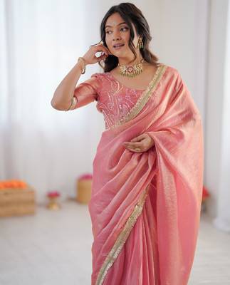  fendy silk blend ready-to-wear saree with elegant lace & blouse 4