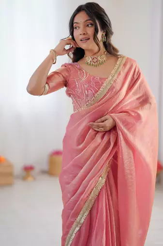  fendy silk blend ready-to-wear saree with elegant lace & blouse