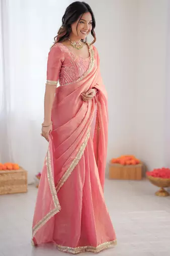  fendy silk blend ready-to-wear saree with elegant lace & blouse