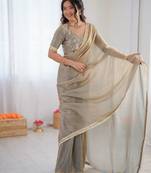 Heavy fendy silk ready-to-wear saree with elegant lace & designer blouse