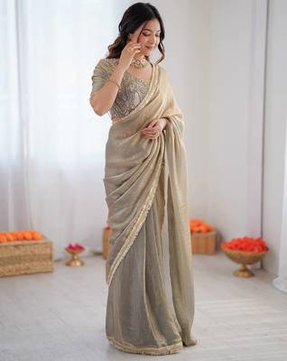  fendy silk blend ready-to-wear saree with elegant lace & blouse 2