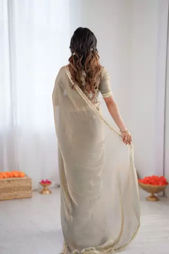  fendy silk blend ready-to-wear saree with elegant lace & blouse