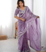 Heavy jmc silk saree with thread & sequin embroidery and designer blouse
