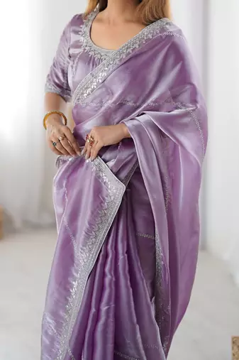  jmc silk blend saree with thread & sequin embroidery and blouse