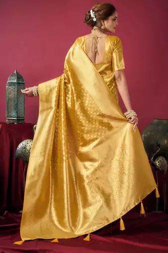 Elegant tissue silk blend saree with zhallar border  lightweight & shimmering drapape