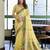 Linen jacquard handloom saree with fancy tassels – elegant textured weave