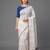 White woven linen saree with blouse piece