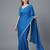 Blue woven linen saree with blouse piece