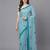 Blue woven linen saree with blouse piece