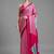 Pink printed satin saree with blouse piece