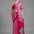 Pink printed satin saree with blouse piece