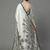 White printed satin saree with blouse piece