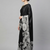 Black printed satin saree with blouse piece