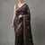 Black printed satin saree with blouse piece
