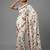 White printed satin saree with blouse piece