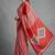Red printed satin saree with blouse piece